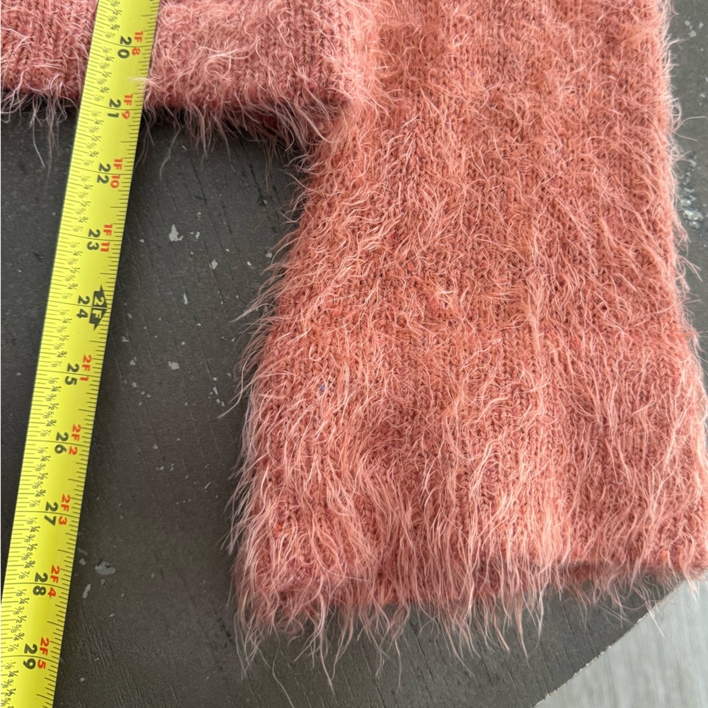 4SI3NNA Pink V-Neck Eyelash Sweater Bell Sleeves Fluffy Knit Cozy Fuzzy Med Y2K - Picture 9 of 14